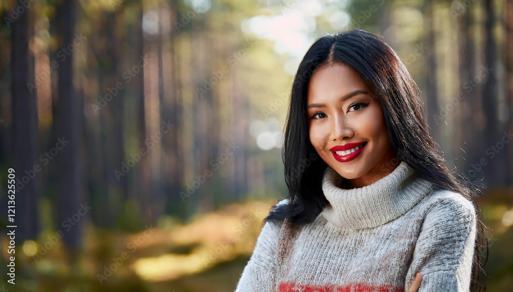 beautiful young woman happy in forest background beautiful young woman happy in forest background