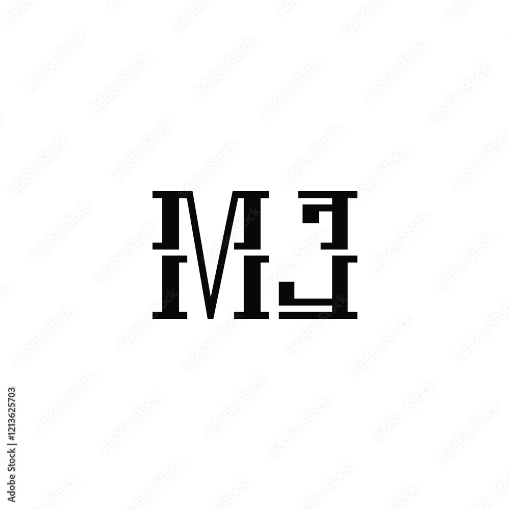 Obraz premium MJ monogram logo design letter text name symbol monochrome logotype alphabet character simple logo
