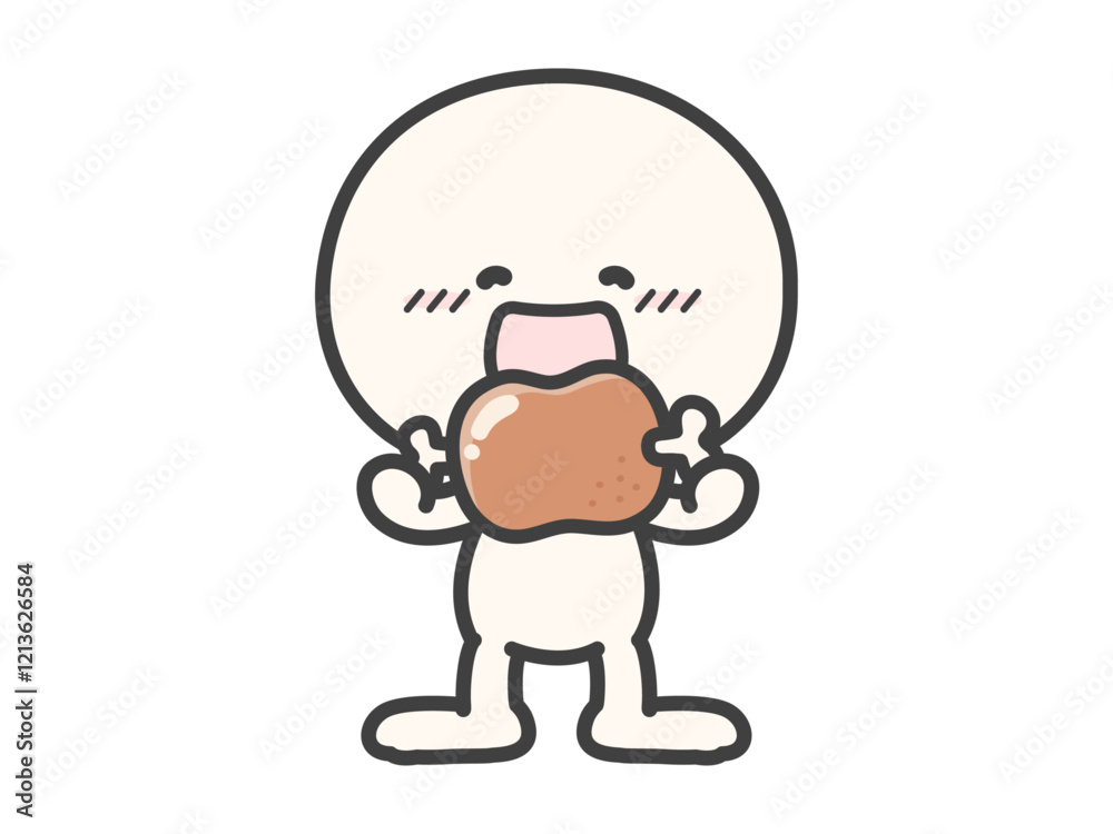 Fototapeta premium 肉を食べる人物のベクターイラスト11