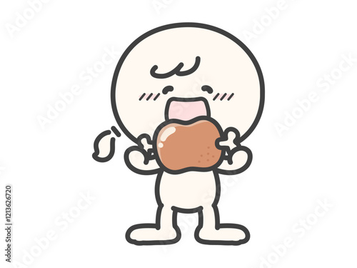 肉を食べる人物のベクターイラスト06