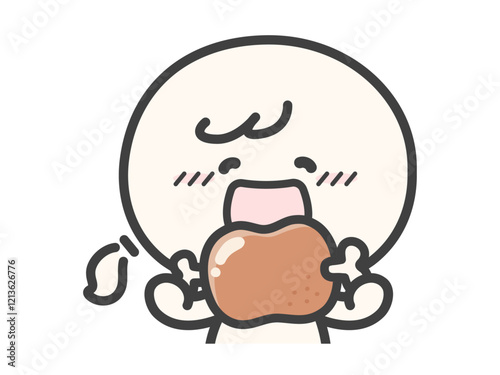 肉を食べる人物のベクターイラスト05