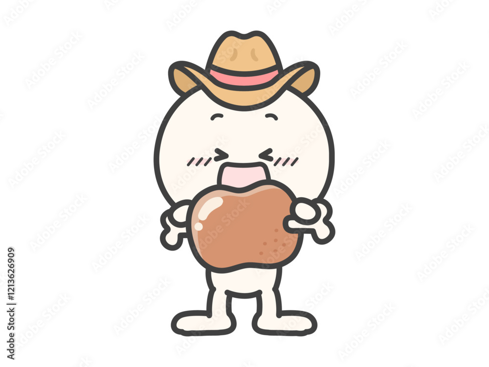 肉を食べる人物のベクターイラスト01 肉を食べる人物のベクターイラスト01