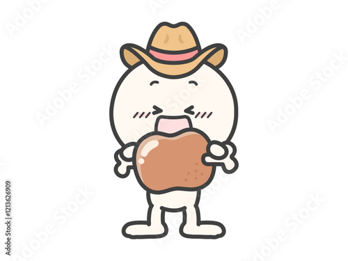 肉を食べる人物のベクターイラスト01