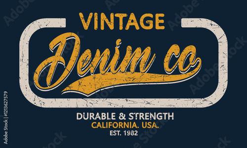 Vintage Denim Co. Editable print with grunge effect for graphic tee t shirt or sweatshirt - Vector