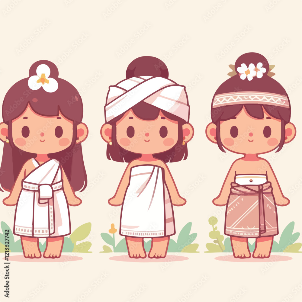 Obraz premium vector image of a small child wearing traditional traditional clothes