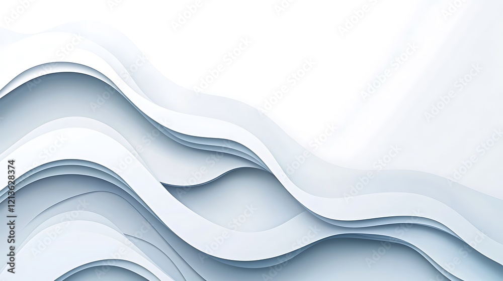 Fototapeta premium Abstract Layered Waves in Soft Blue Hues