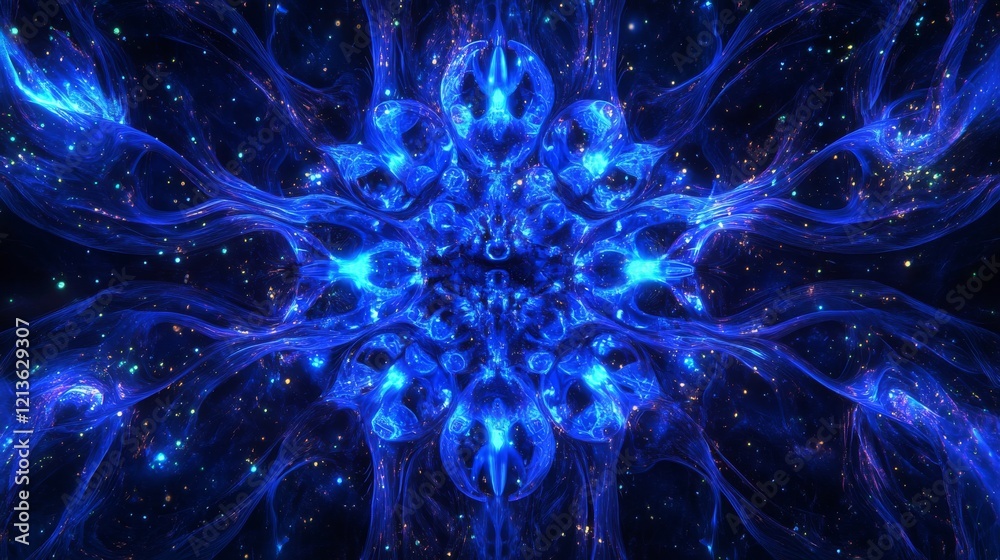 Obraz premium digital brain visualization, central AI core representation, radiating circuit connections, ultramarine power glow, advanced silicon architecture, precise data pathways, professional tech aesthetic,