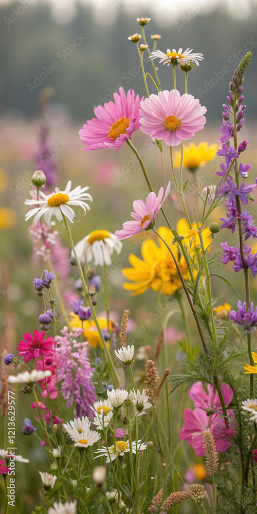 Obraz premium Vibrant Wildflower Meadow in Full Bloom During Summer