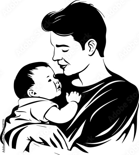 father holding baby silhouette