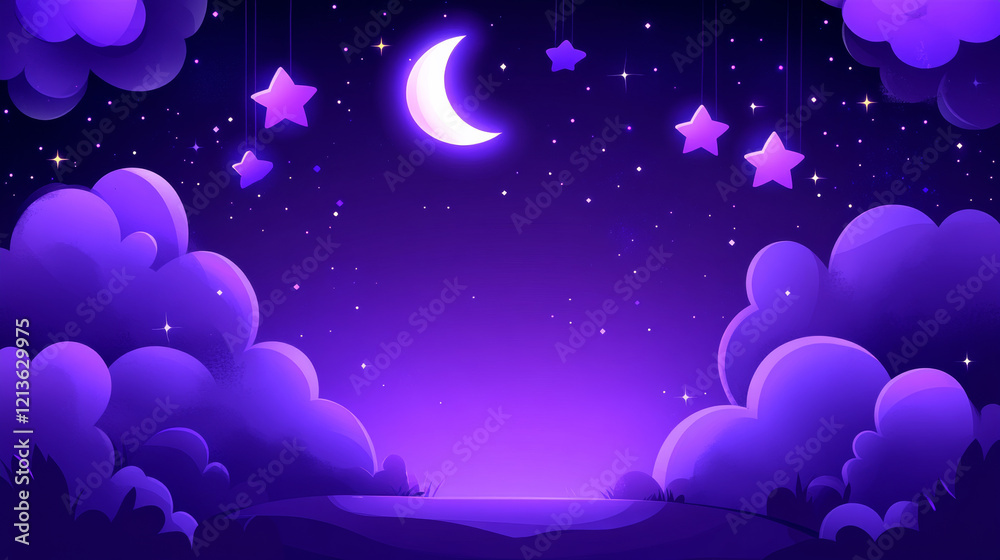 Fototapeta premium dreamy night sky with stars and crescent moon