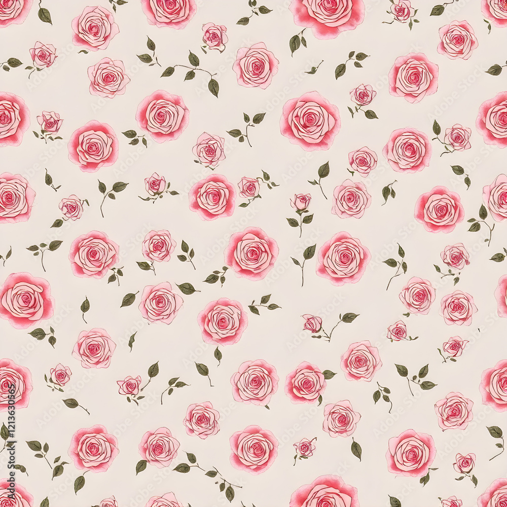 A seamless rose pattern in pastel pink and white on a light gray background, giving a clean and modern aesthetic
A seamless rose pattern in pastel pink and white on a light gray background, giving a clean and modern aesthetic
