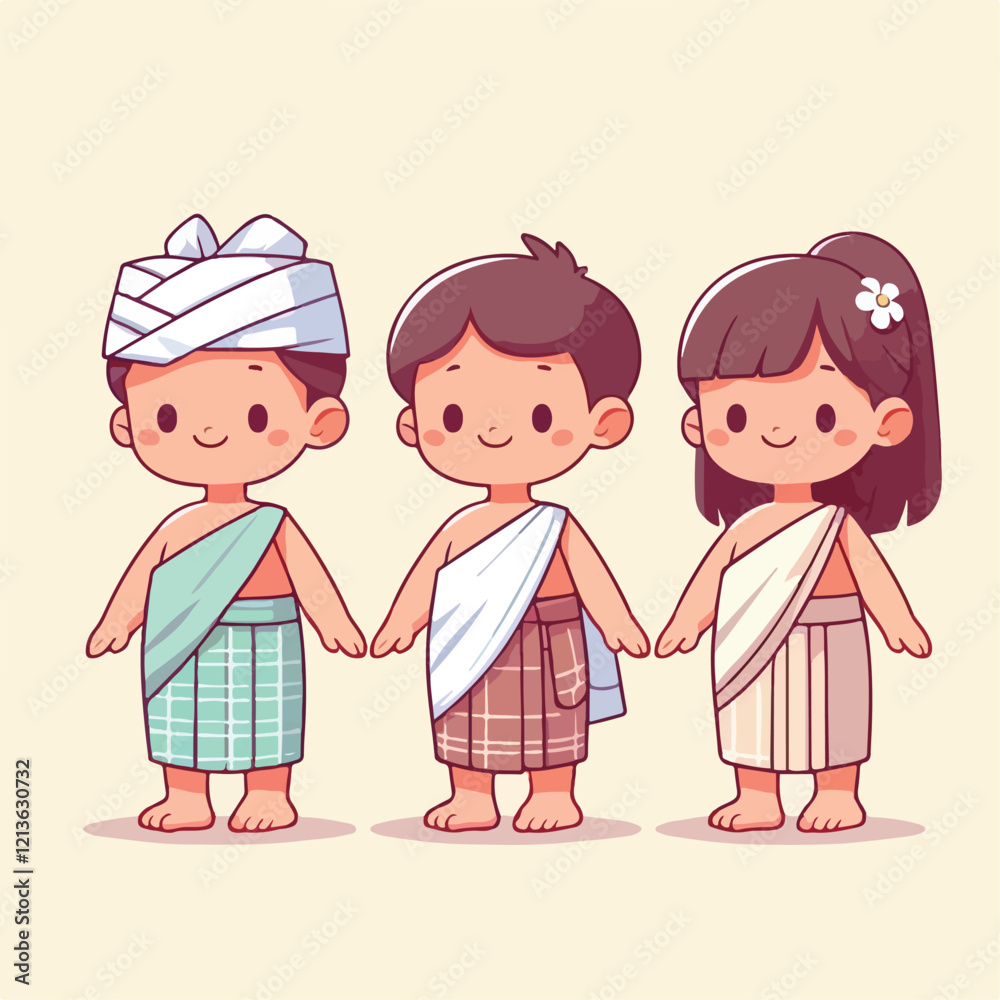 Obraz premium vector image of a small child wearing traditional traditional clothes