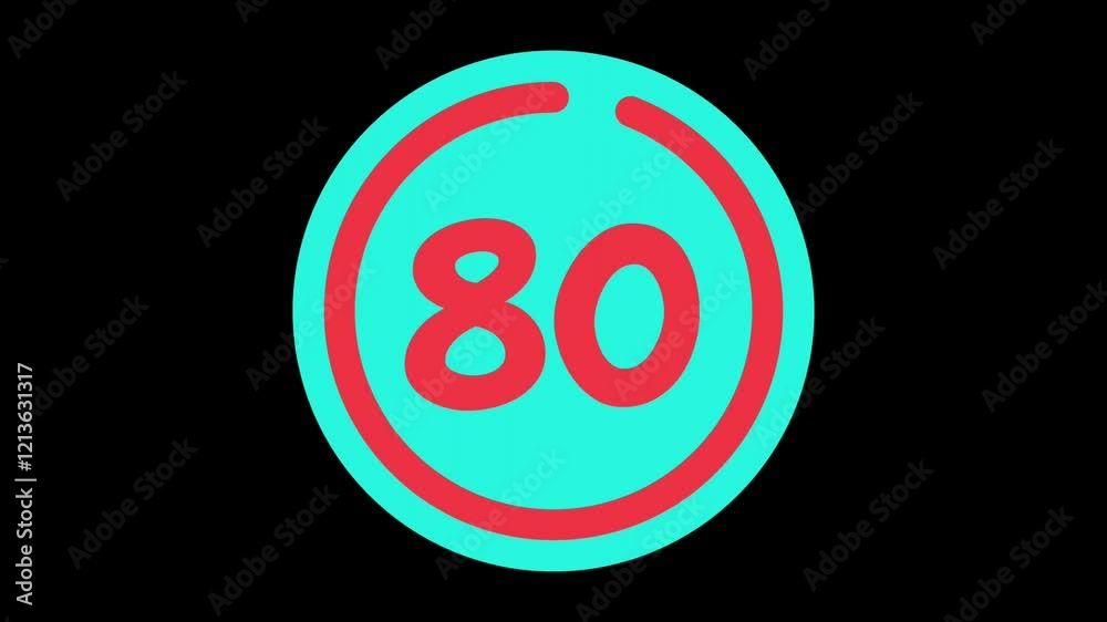 85 seconds countdown timer in teal circle with red circle countdown on black background 85 seconds countdown timer in teal circle with red circle countdown on black background