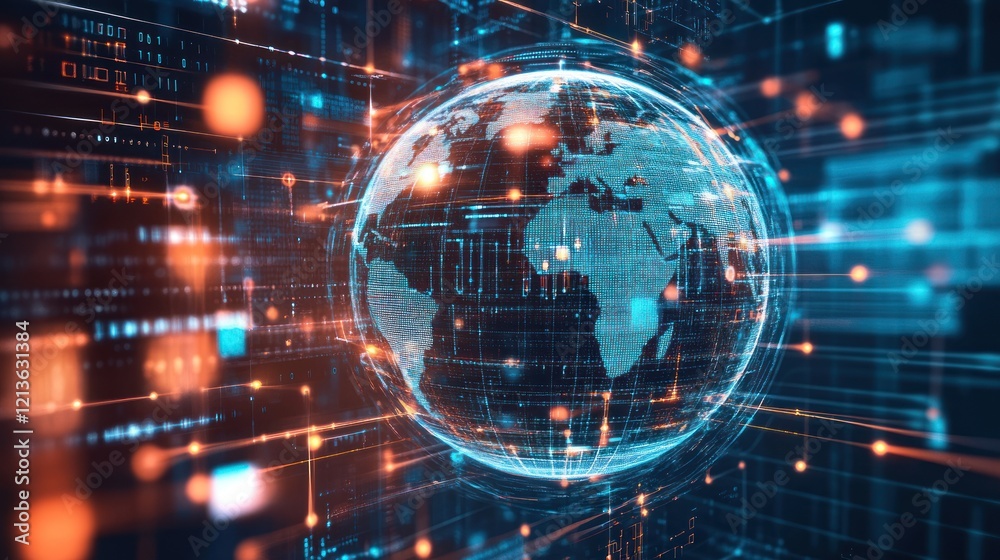 Global network data flow, digital sphere, futuristic background, tech illustration Global network data flow, digital sphere, futuristic background, tech illustration