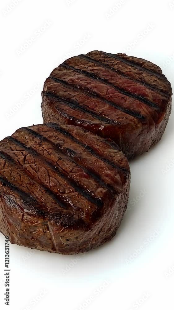 Grilled beef steaks cooked to perfection ready for a delicious meal Grilled beef steaks cooked to perfection ready for a delicious meal