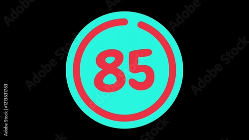 90 seconds countdown timer in teal circle with red circle countdown on black background photo