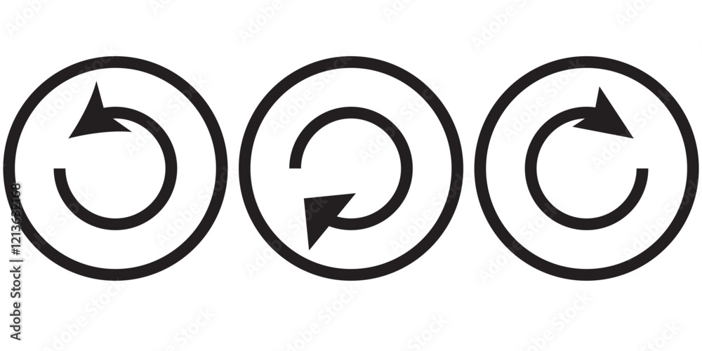 Circle arrows icon. Round reload sign, repeat icon, rotate arrow symbol, Vector illustration Circle arrows icon. Round reload sign, repeat icon, rotate arrow symbol, Vector illustration