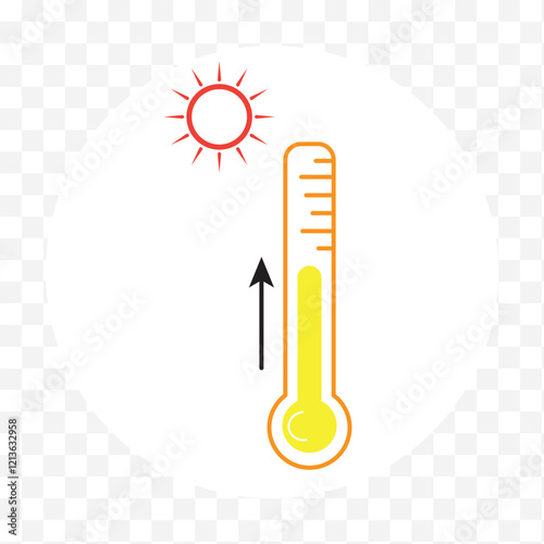 Thermometer with yellow blue red scale, climate control, weather change, flat vector bicolor icon, weather icon. Temperature thermometer icon collection. Thermometer colorful design icon.