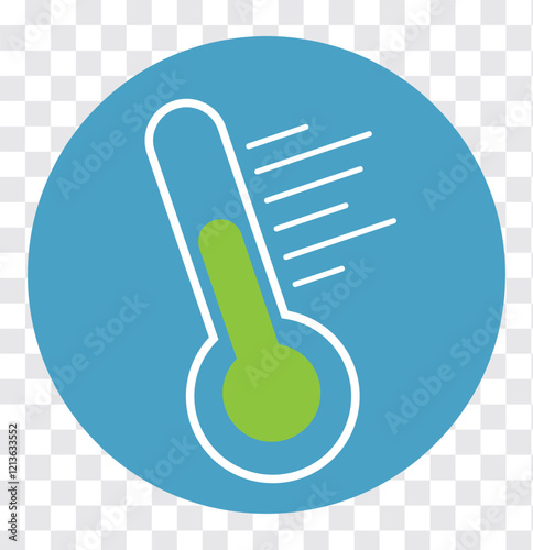 Temperature scale icon symbol. Weather sign. Thermometer with sun and snowflake icon. Hot and cold air temperature symbol in line and flat colorful  style for apps and websites, vector illustration. 