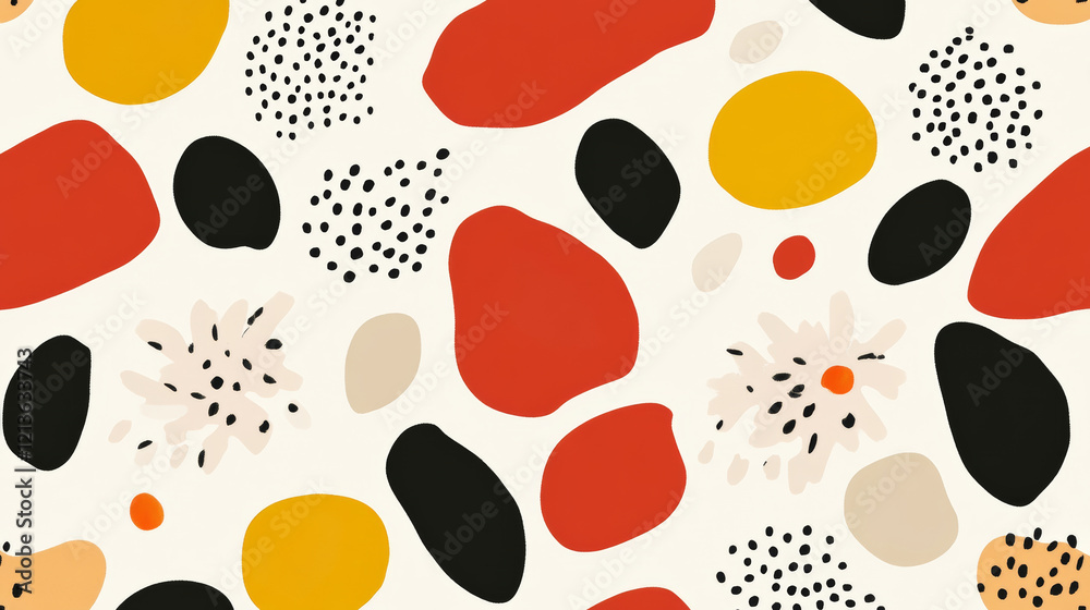 Fototapeta premium Abstract pattern with colorful shapes and dots