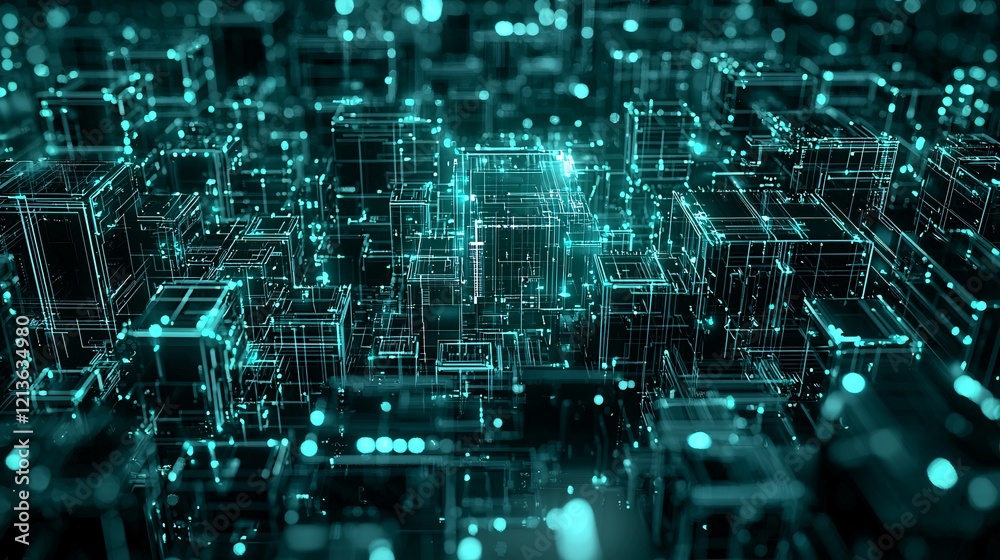Obraz premium dynamic IT processing center, glowing servers, fast data transfer visuals, high-tech workplace with cyber blue and white glow, immersive futuristic aesthetic,