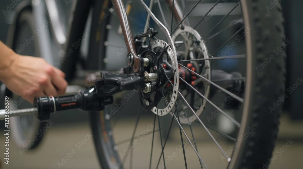 bicycle wheel being adjusted for alignment bicycle wheel being adjusted for alignment