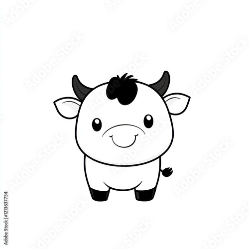 Wallpaper Mural Cute cartoon bull, simple design, isolated on white, for kids' books, posters Torontodigital.ca