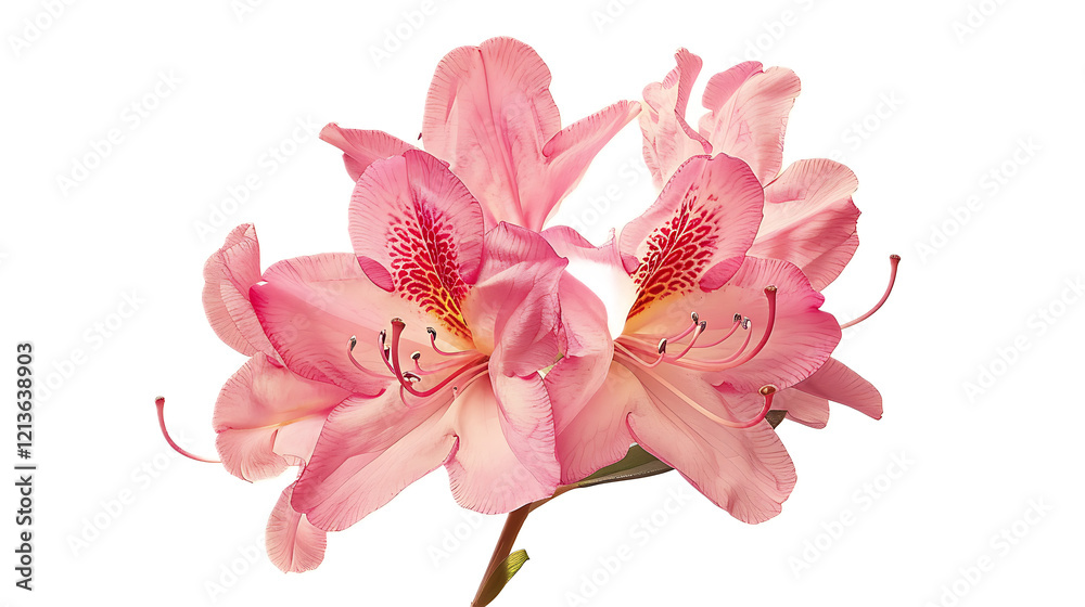 Fototapeta premium A bright pink rhododendron flower against a transparent background.