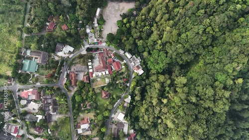 aerial forest and village view