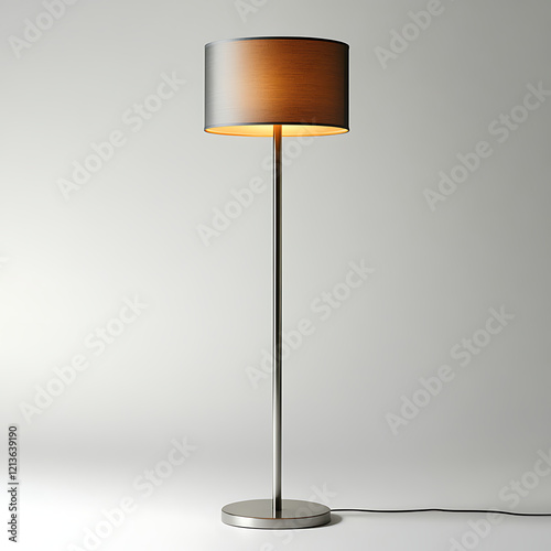 A tall lamp post with a lampshade on top
