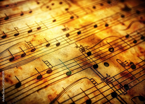 Wallpaper Mural Detailed vintage sheet music; aged paper, musical notations, a nostalgic photographic study. Torontodigital.ca