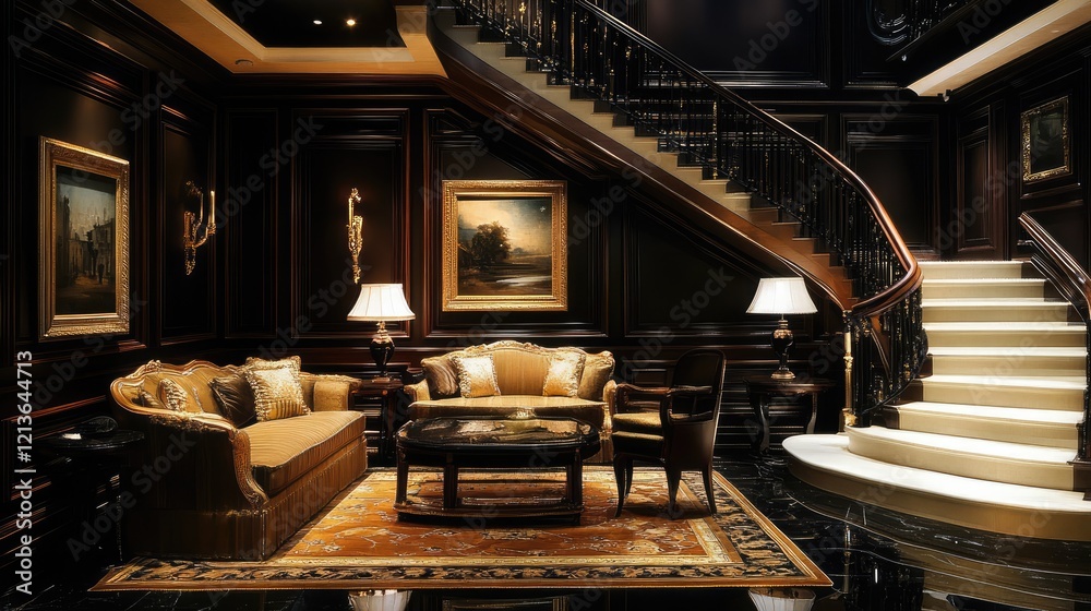 Fototapeta premium Dark classic style interior design background