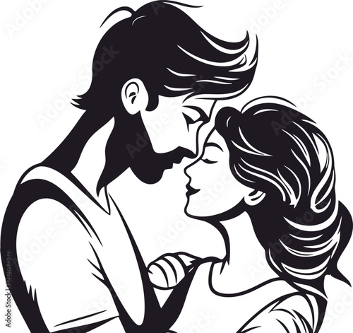 romantic couple illustration silhouette