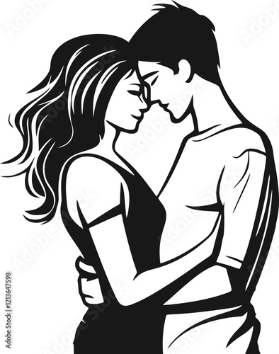 romantic couple illustration silhouette