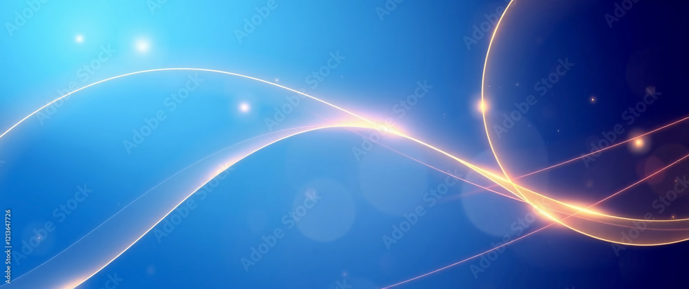 Abstract Curved Gold and Blue Shape with Lighting Effect – Luxury Design on blue Background with Copy Space Abstract Curved Gold and Blue Shape with Lighting Effect – Luxury Design on blue Background with Copy Space
