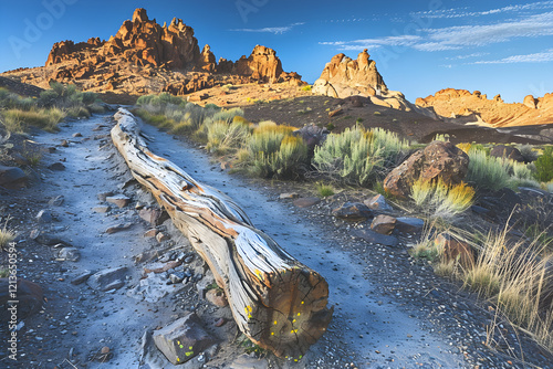 Sunset over Rugged Peaks: A Glimpse into New Mexico's Serene Hiking Trails photo