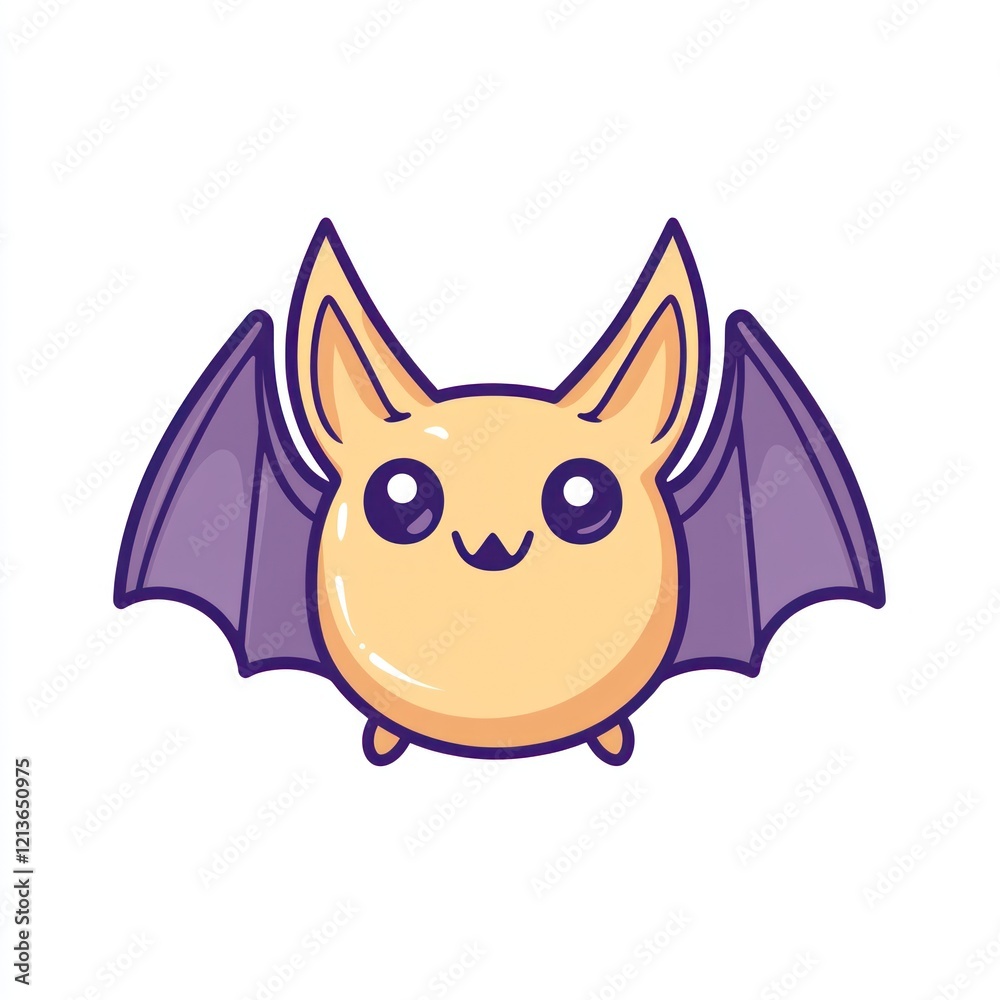 Cute cartoon bat, kawaii style, isolated on white, digital illustration for kids' media Cute cartoon bat, kawaii style, isolated on white, digital illustration for kids' media