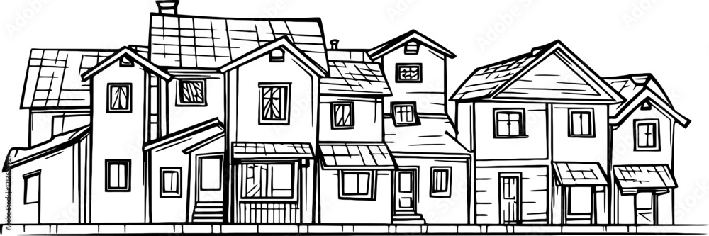 Handdrawn density housing drawing Handdrawn density housing drawing