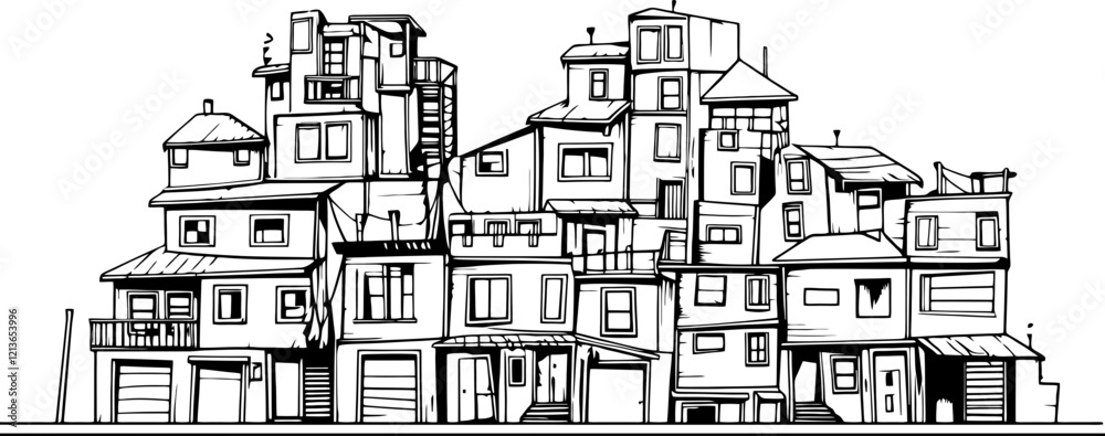 Obraz premium Handdrawn density housing drawing