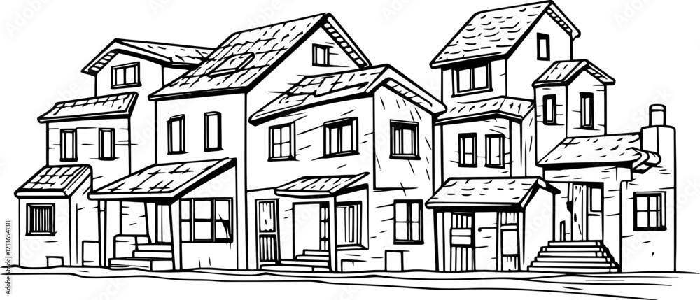 Handdrawn density housing drawing Handdrawn density housing drawing