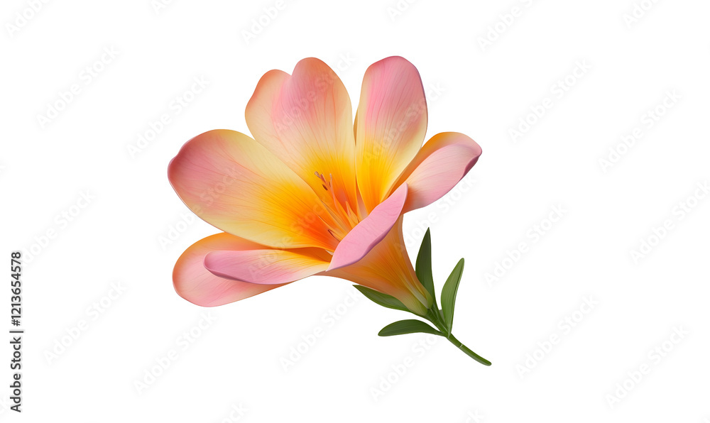 Pink freesia bloom, studio shot, black background, floral design Pink freesia bloom, studio shot, black background, floral design