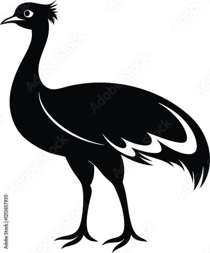 Houbara Bustard Silhouette Icon Set - Black Vector Illustration. photo