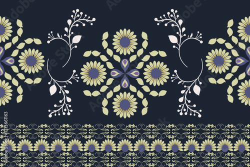 Damask vintage ornament, seamless pattern, vector illustration. Design for elaborate borders, tiles, ceramic pottery, and clothing. Seamless pattern with decorative flowers. 