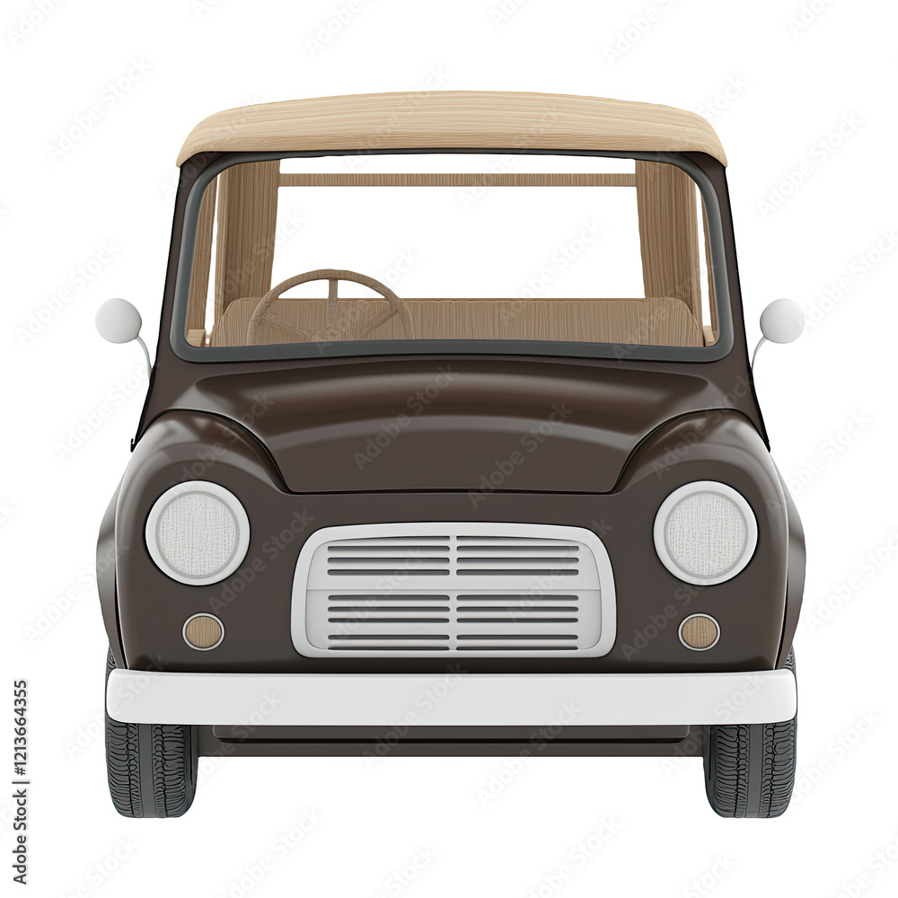 Retro car, front view, white background, design element Retro car, front view, white background, design element