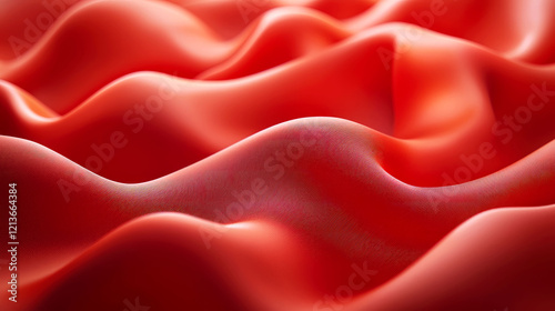 Red Fabric Texture: Smooth Waves Background, Abstract Design, Seamless Wallpaper photo