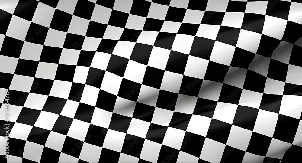 Schwarz-weiße Zielflagge in Bewegung für Rennsport - KI generiert Schwarz-weiße Zielflagge in Bewegung für Rennsport - KI generiert