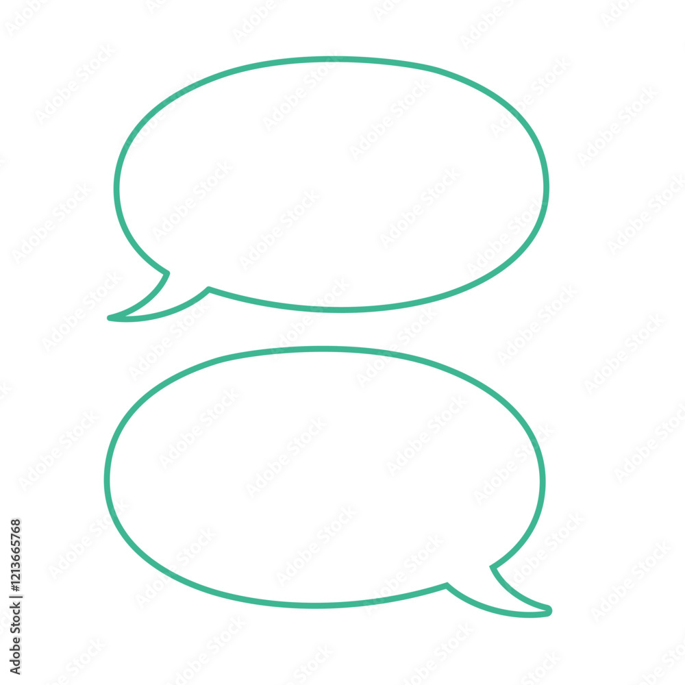 会話形式のシンプルな緑線の吹き出しイラスト 会話形式のシンプルな緑線の吹き出しイラスト