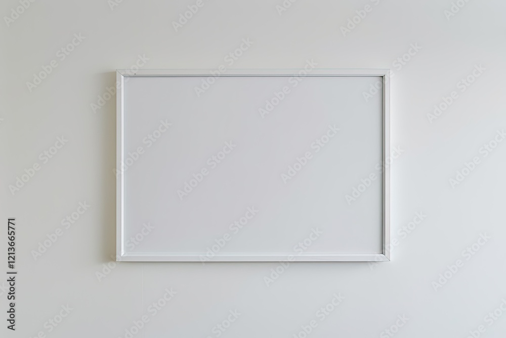 Pixel Perfect Image of a White Rectangular Frame on a White Wall Pixel Perfect Image of a White Rectangular Frame on a White Wall