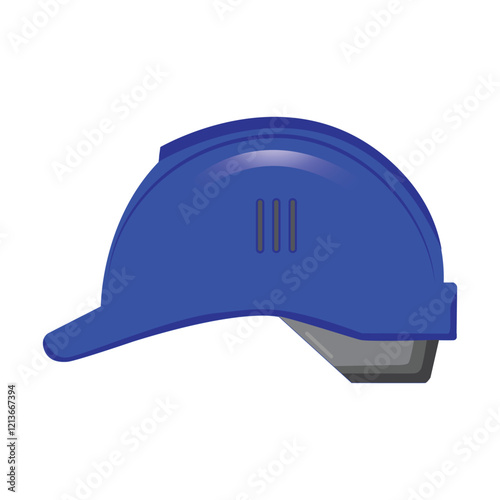 blue construction helmet icon,head protection while working,vector illustration on white background,