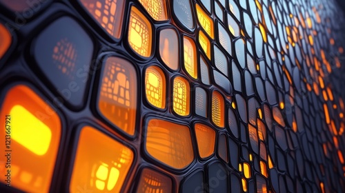 Wallpaper Mural Abstract Geometric Pattern with Orange and Black Torontodigital.ca